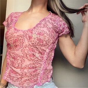 Free People Pink Floral Women's Top
